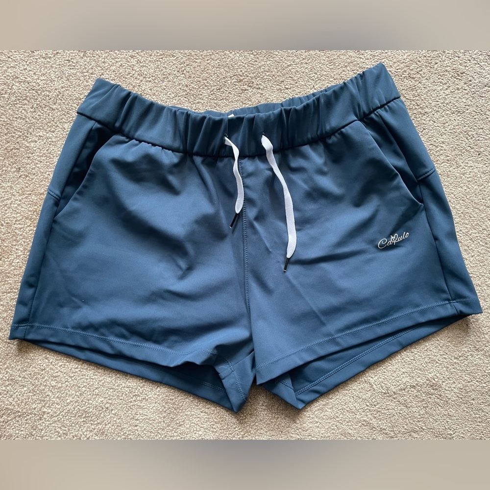 Woman's Blue Athletic Draw String Shorts Medium